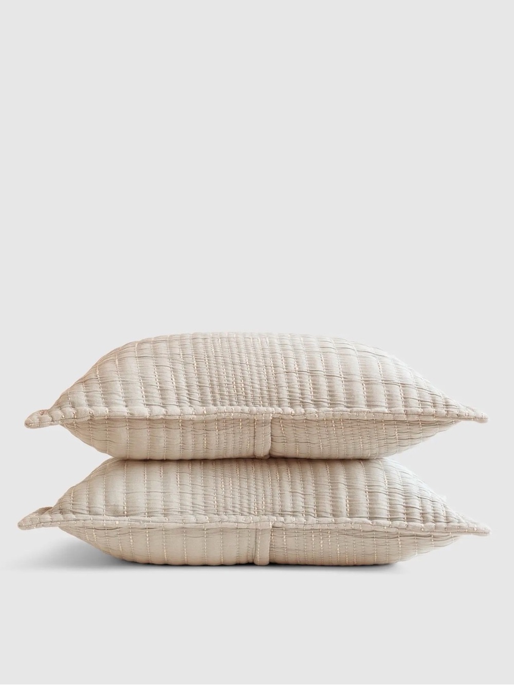 Quince Organic Cotton Channel Stitch Shams in Sand Standard/Queen 30